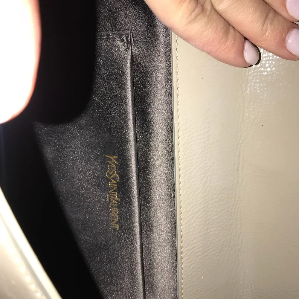 Yves Saint Laurent Beige Patent Leather Clutch